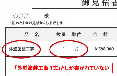 材料費・施工費を分けて記載